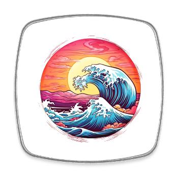 Wave Sunset Sea Sun Holiday Summer - Square fridge magnet - white - Front