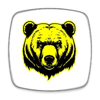 Bär Grizzly Kopf - Viereckiger Kühlschrankmagnet - Weiß - Vorne