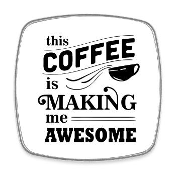 Awesome Coffee Boost - Viereckiger Kühlschrankmagnet - Weiß - Vorne