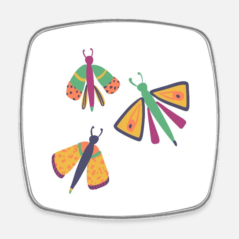 Glückliche Schmetterlinge - Viereckiger Kühlschrankmagnet - Weiß