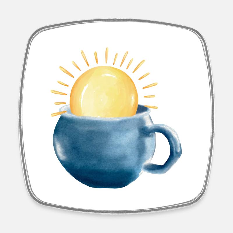 Sun in the cup - Square fridge magnet - white