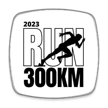 RUN 300km - Square fridge magnet - white - Front
