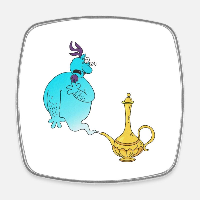 Gini Magic Lamp Genie - Square fridge magnet - white