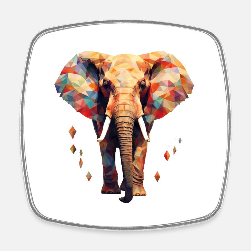 Geometric elephant - Square fridge magnet - white