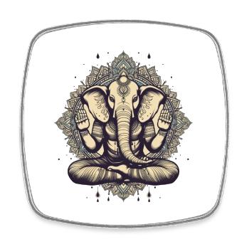 Éléphant de yoga - Magnet carré - blanc - Devant
