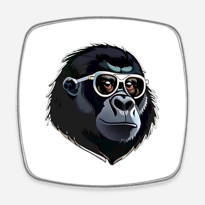 Gorilla head - Square fridge magnet - white