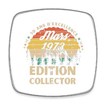 Aniversaire 50 Ans Mars 1973 Vintage collector - Magnet carré - blanc - Devant
