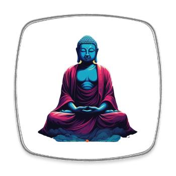 Bouddha bleu dans la méditation contemplation dualité - Magnet carré - blanc - Devant