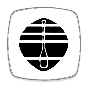 Logo de la pagaie noire - Magnet carré - blanc - Devant