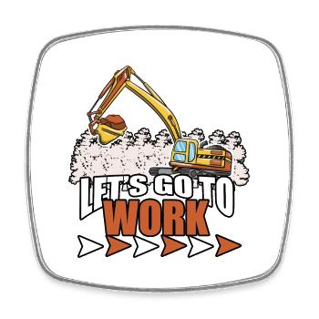 Bagger Baustelle Bauarbeiterin Mädchen I Geschenk - Viereckiger Kühlschrankmagnet - Weiß - Vorne