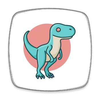 Hugadino velocirap rouge, dino, mignon dinosaure - Magnet carré - blanc - Devant