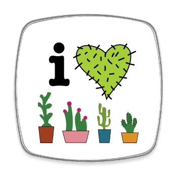 I love cacti - Square fridge magnet - white - Front