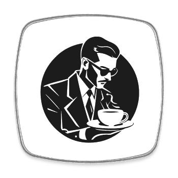 Silhouette masculine d’amateur de café vintage - Magnet carré - blanc - Devant