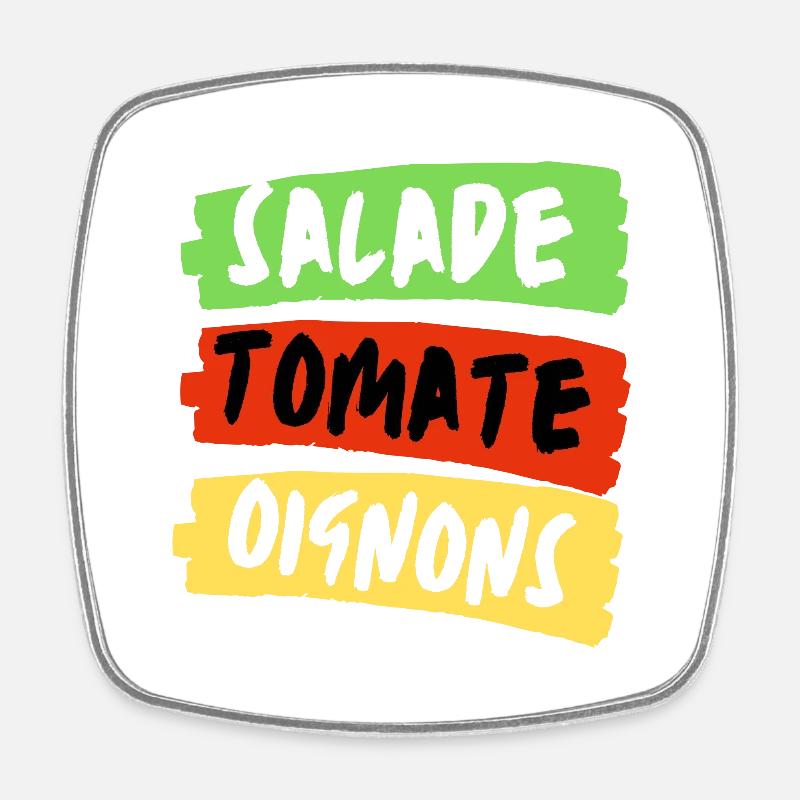 Salade tomate oignon - Magnet carré - blanc