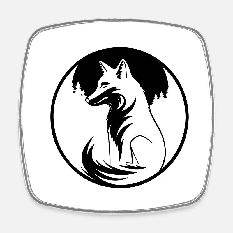 Renard - Magnet carré - blanc