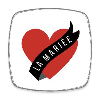 La mariée cœur rouge et ruban - Magnet carré - blanc - Devant