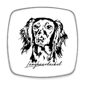 Langhaardackel Portrait Hunde Hund Wilsigns - Viereckiger Kühlschrankmagnet - Weiß - Vorne