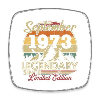 Vintage Retro September 1973 Birthday Gift - Square fridge magnet - white - Front