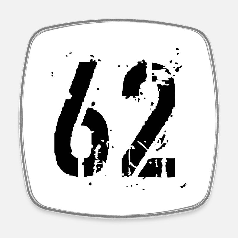 Nombre 62 - Magnet carré - blanc