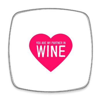 Partenaire dans le vin - Magnet carré - blanc - Devant