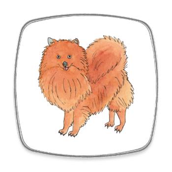 Pomeranian - Lustiger Hund - Viereckiger Kühlschrankmagnet - Weiß - Vorne