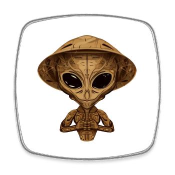 Außerirdisches Alien-Design mit Herbstholz und Bau - Viereckiger Kühlschrankmagnet - Weiß - Vorne