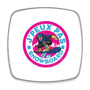 J peux pas j ai snowboard - Magnet carré - blanc - Devant