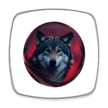 wolf - Square fridge magnet - white - Front