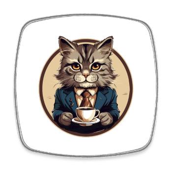 Mr Cat - Viereckiger Kühlschrankmagnet - Weiß - Vorne