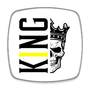 King Skull - Square fridge magnet - white - Front