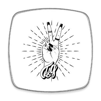 Icone Talons et Guidon Noir - Magnet carré - blanc - Devant