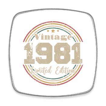 1981 Retro Vintage Geburtstag geboren in - 1981 - Viereckiger Kühlschrankmagnet - Weiß - Vorne
