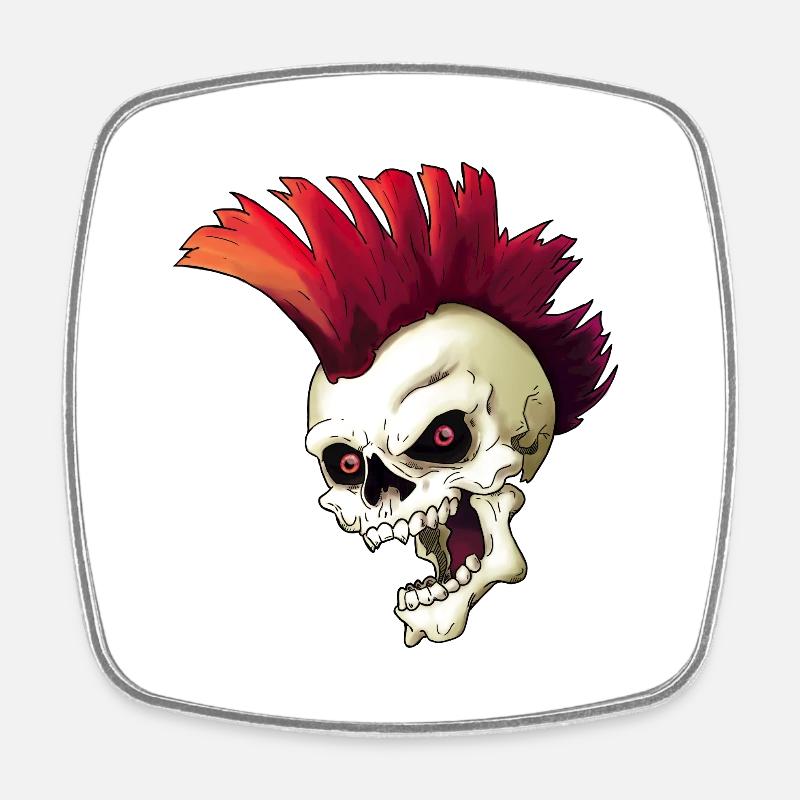 Punk Skull - Square fridge magnet - white