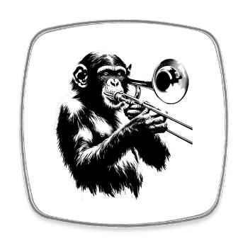 Monkey Orchestra Trombone - Square fridge magnet - white - Front