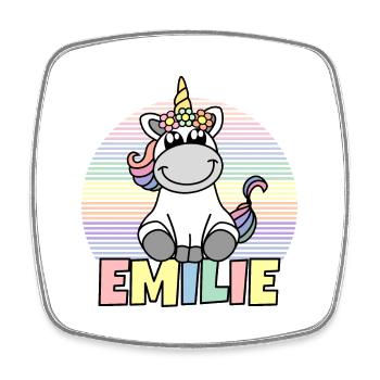 Emilie Einhorn Name - Square fridge magnet - white - Front
