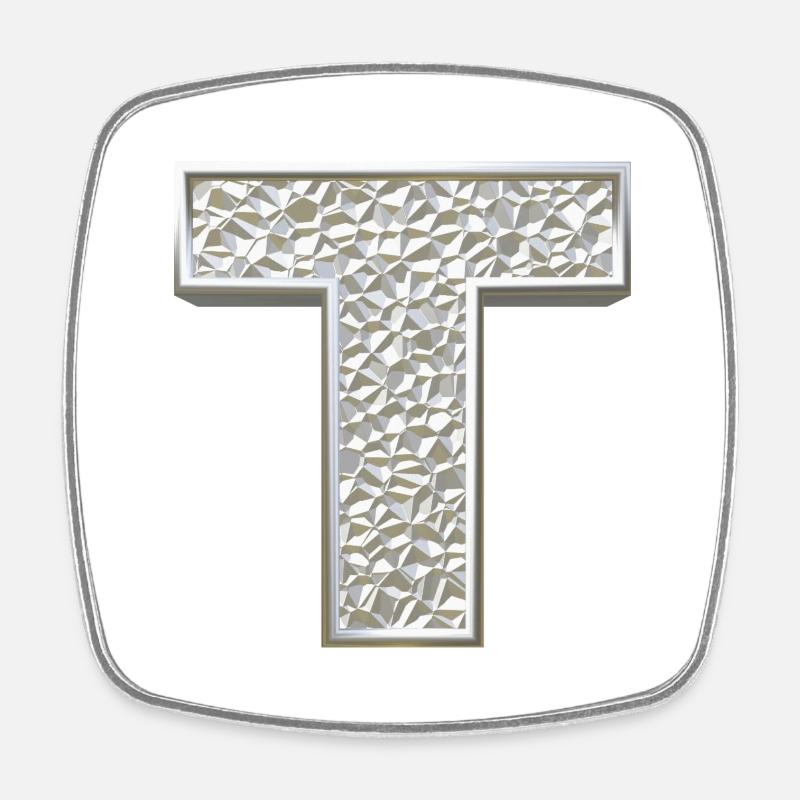 T, letter, initial, monogram, - Viereckiger Kühlschrankmagnet - Weiß