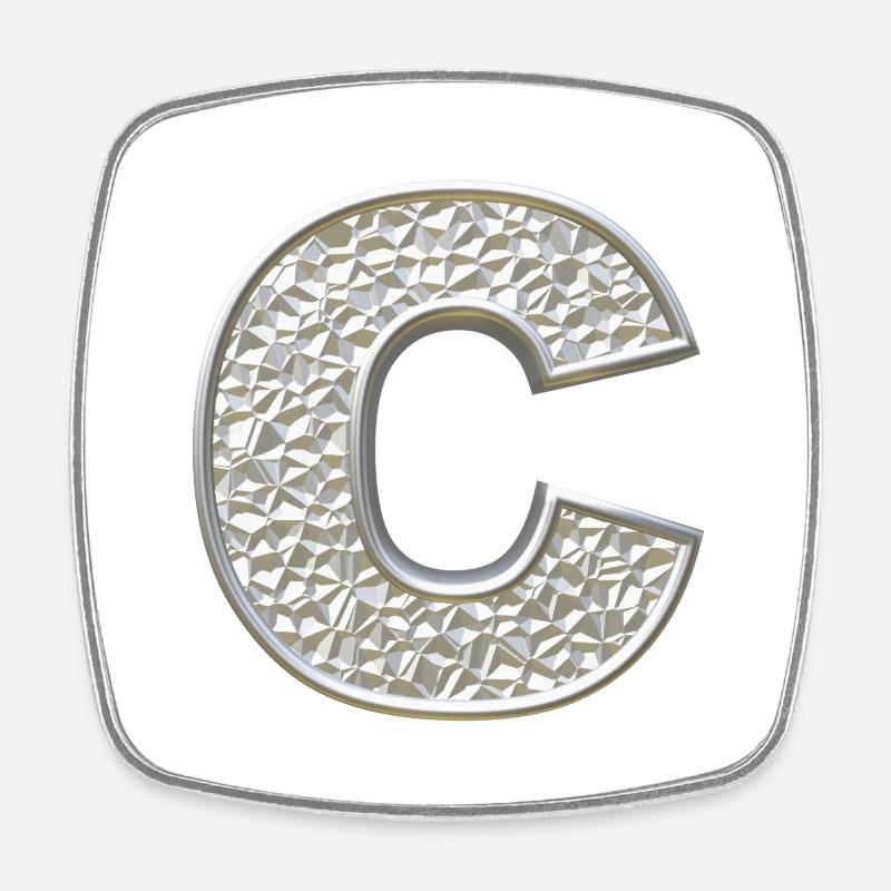 C, lettre, lettre C, initiale, initiale C, monogramme, - Magnet carré - blanc