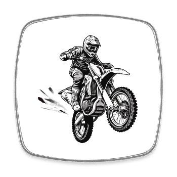 Motocyclette - Magnet carré - blanc - Devant