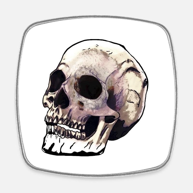 Skull Dimension - Square fridge magnet - white