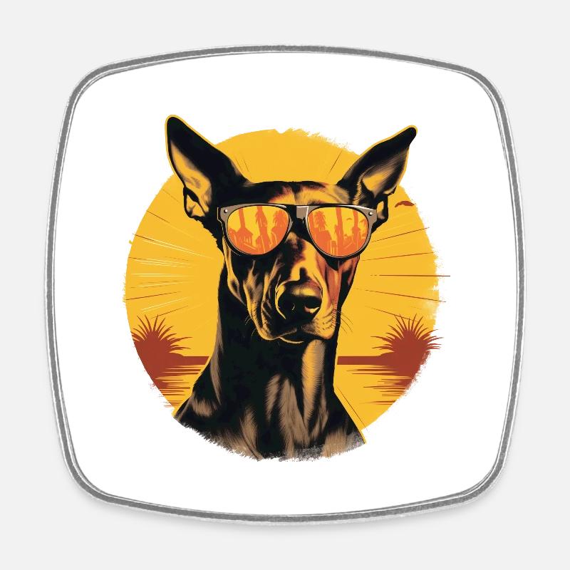 Doberman 2 - Magnet carré - blanc