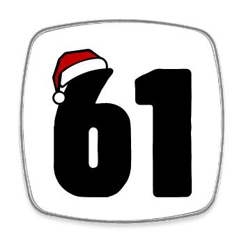 61 Number Christmas - Square fridge magnet - white - Front