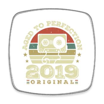 Original Vintage Anniversary Gift Idea 2019 - Square fridge magnet - white - Front