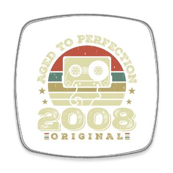Original Vintage Jubiläumsgeschenkidee 2008 - Viereckiger Kühlschrankmagnet - Weiß - Vorne