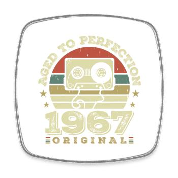 Idée Cadeau Anniversaire Vintage Original 1967 - Magnet carré - blanc - Devant