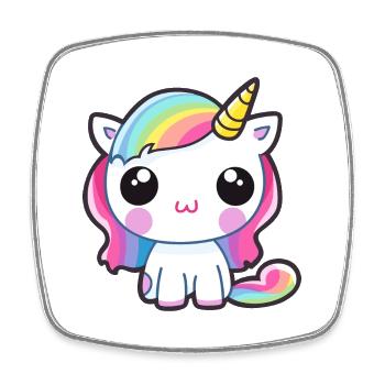 Baby Einhorn mit Regenbogen Mähne - Viereckiger Kühlschrankmagnet - Weiß - Vorne