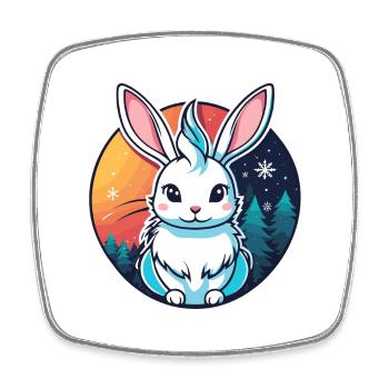 Bunny Christmas Illustration - Square fridge magnet - white - Front