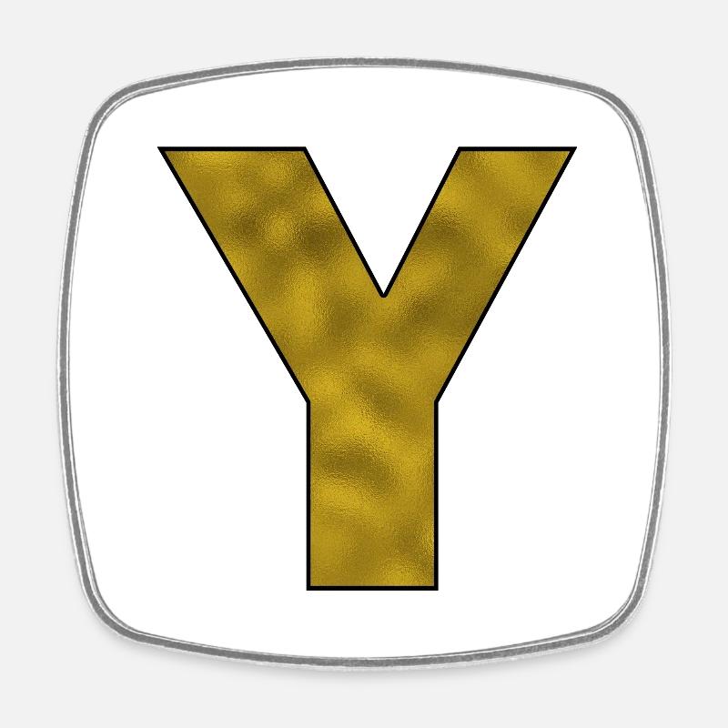 Letter Y Gold - Square fridge magnet - white