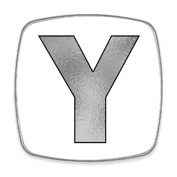 Buchstabe Y Silber - Viereckiger Kühlschrankmagnet - Weiß - Vorne