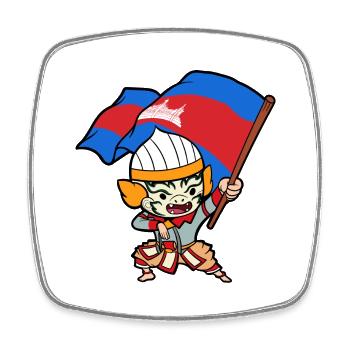 Temple du Cambodge Khmer Vintage drapeau je cadeau - Magnet carré - blanc - Devant