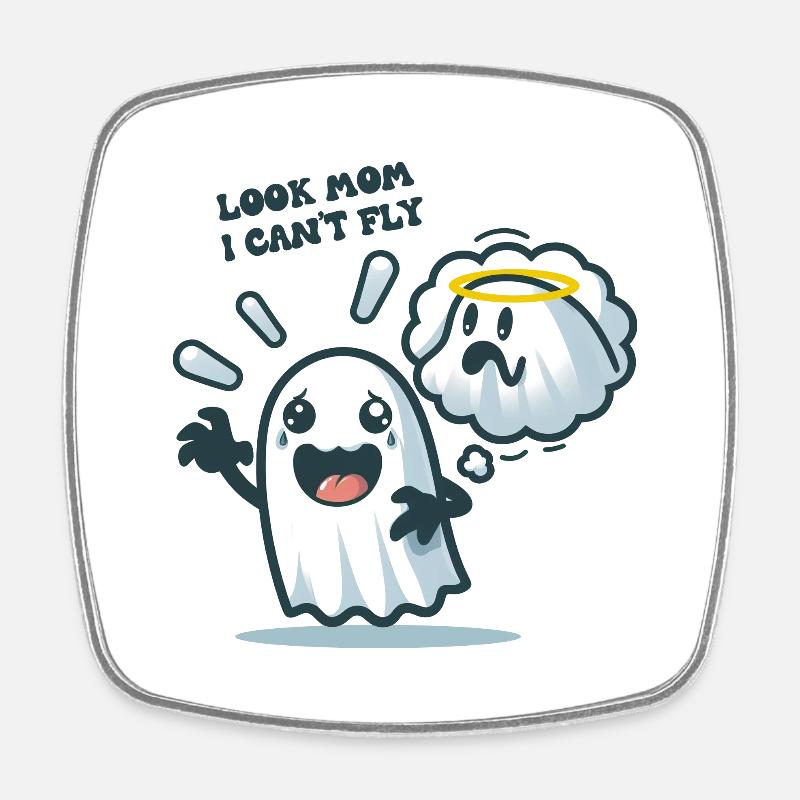 Look Mom I Can't Fly - Square fridge magnet - white